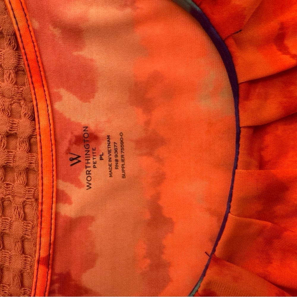 Worthington Vibrant Orange Textured Blouse
